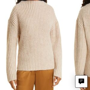 VINCE Ribbed Funnel Neck Alpaca and Marino Wool Blend Sweater